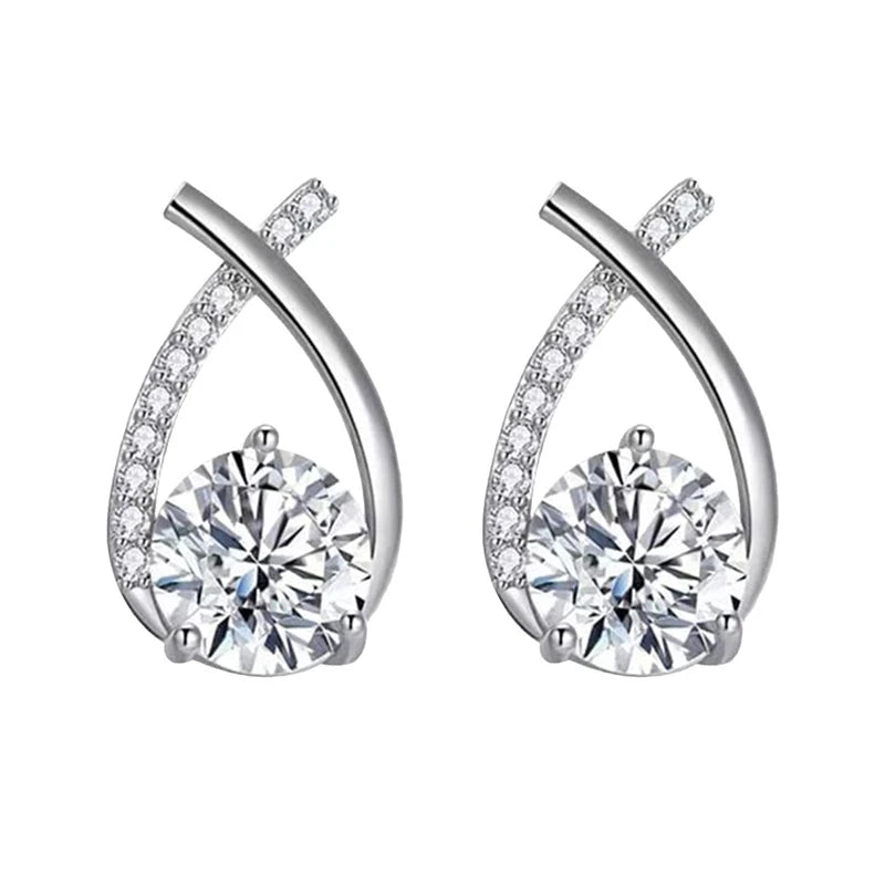 Fashion Cross Stud Earrings For Women Girls Korean Style Elegant Crystal Jewelry Ear alternate view
