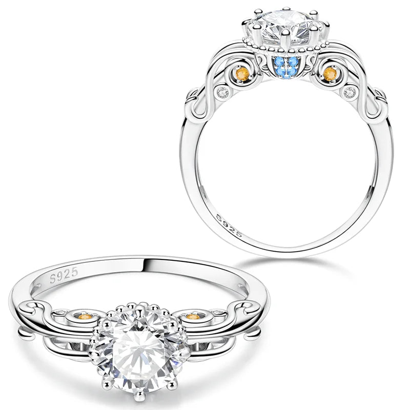 Daisy 925 Sterling Silver Wedding Ring | Sparkling Zircon Engagement Jewelry detail view