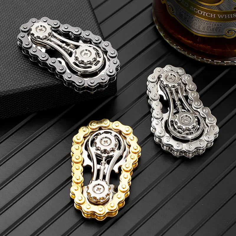 Sprockets Flywheel Fingertip Gyro Fidget Spinner | Metal Bike Chain EDC Stress Relief To detail view