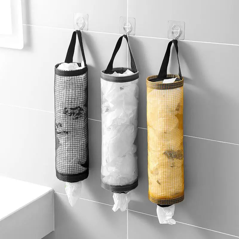 3/2/1PC Home Grocery Bag Holder Wall Mount Plastic Bag Holder Dispenser Hanging Storage detail view
