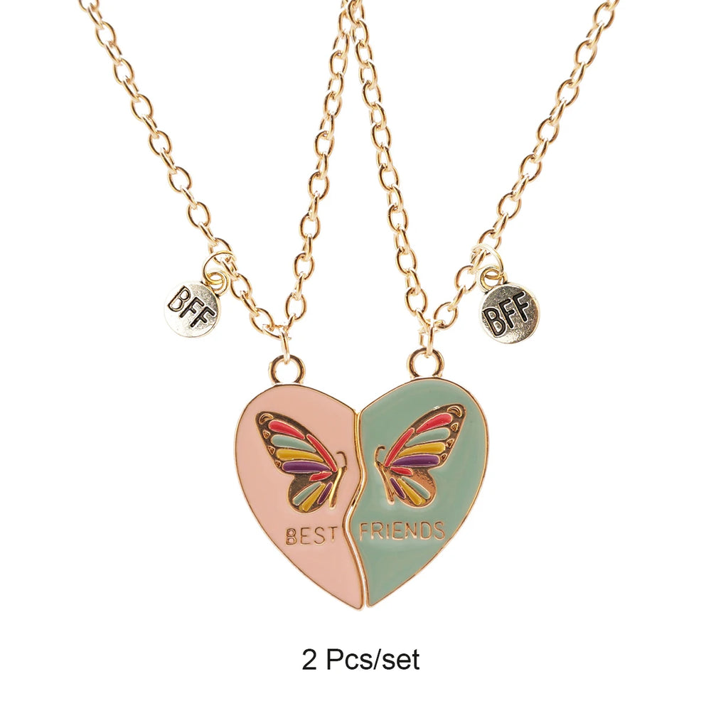 Broken Heart Best Friends Pendant Set | Magnetic Adjustable Lover Necklace for Wome additional angle