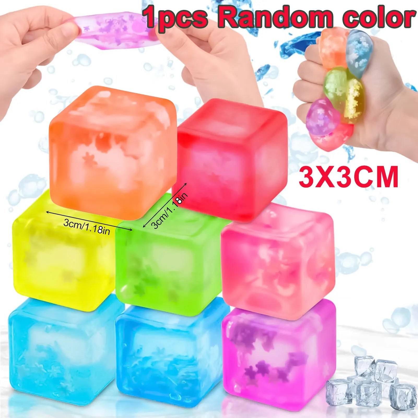 Maltose Cube Stress Squeeze Toy | Slow Rebound Polar Light Colorful TPR Block alternate view