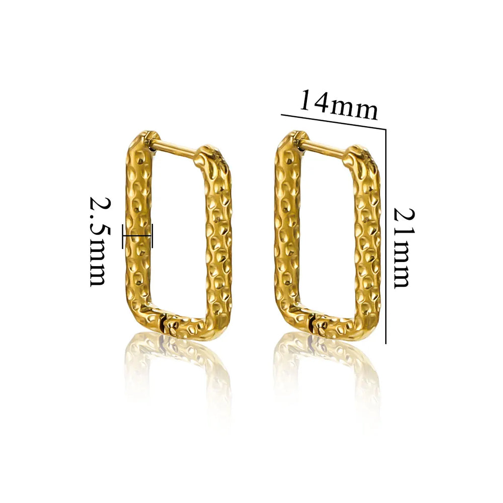 6pcs Stainless Steel Rectangular Textured Earrings | 18K Gold Plated DIY Jewelry Finding detail view