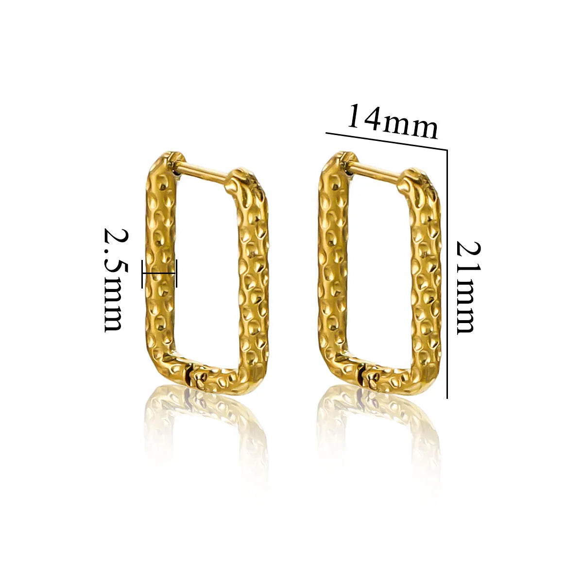 6pcs Stainless Steel Rectangular Textured Earrings Set | 18K PVD Gold Plated DIY Jewelry Parts