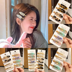 3/4pcs Leopard Acetate Hair Side Clips Bangs Seamless Clip Makeup Hair Styling Hair Tools Women Girl