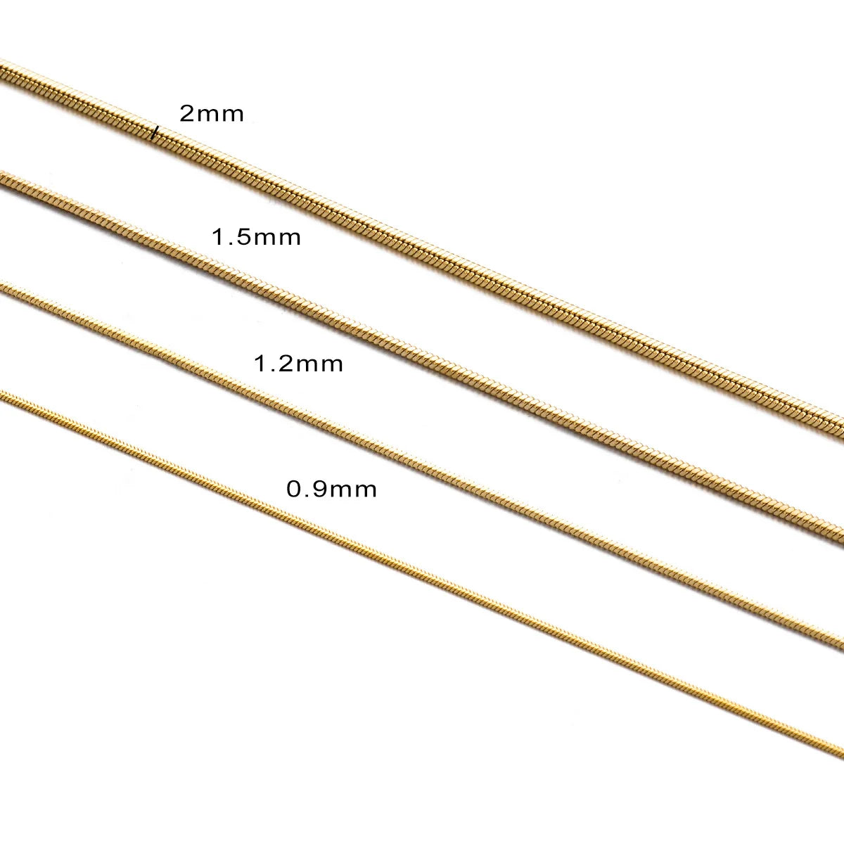 Witd 0.9/1.2/1.5/2mm Stainless Steel Square Snake Chain Necklace Choker DIY Gift For alternate view