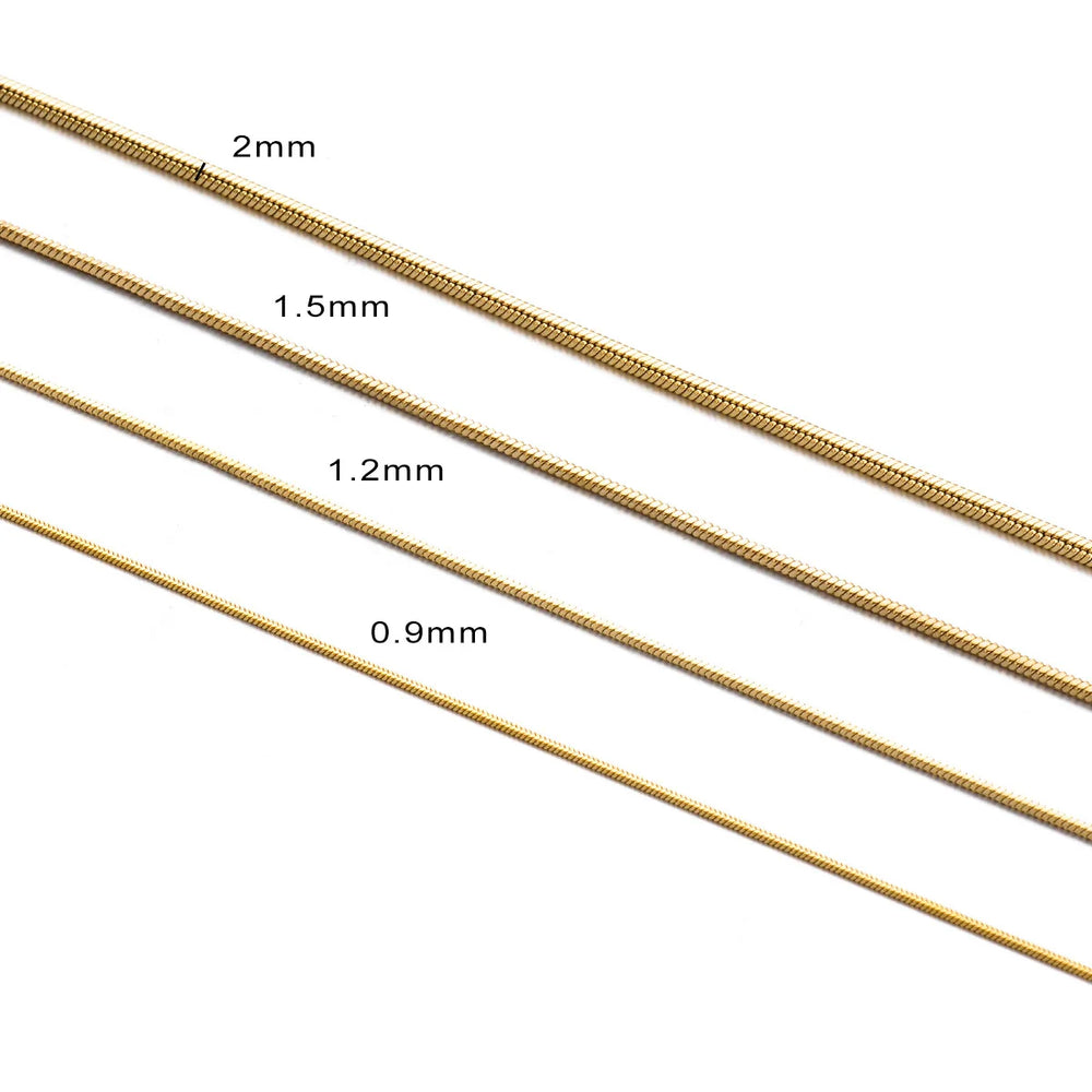 Witd 0.9/1.2/1.5/2mm Stainless Steel Square Snake Chain Necklace Choker DIY Gift For alternate view