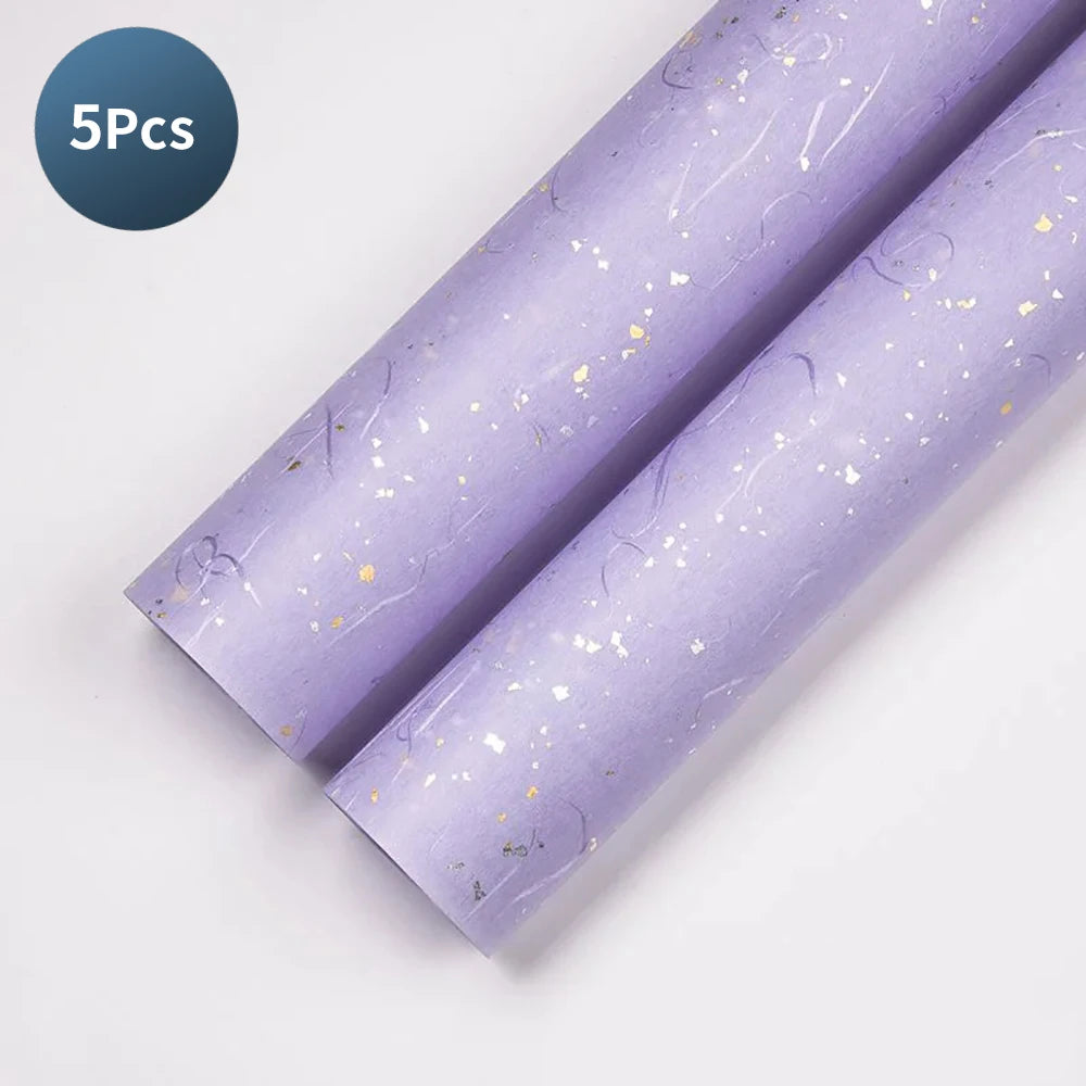 Floral Wrapping Paper Set | 5 Sheets with Gold and Silver Sparkles alternate view