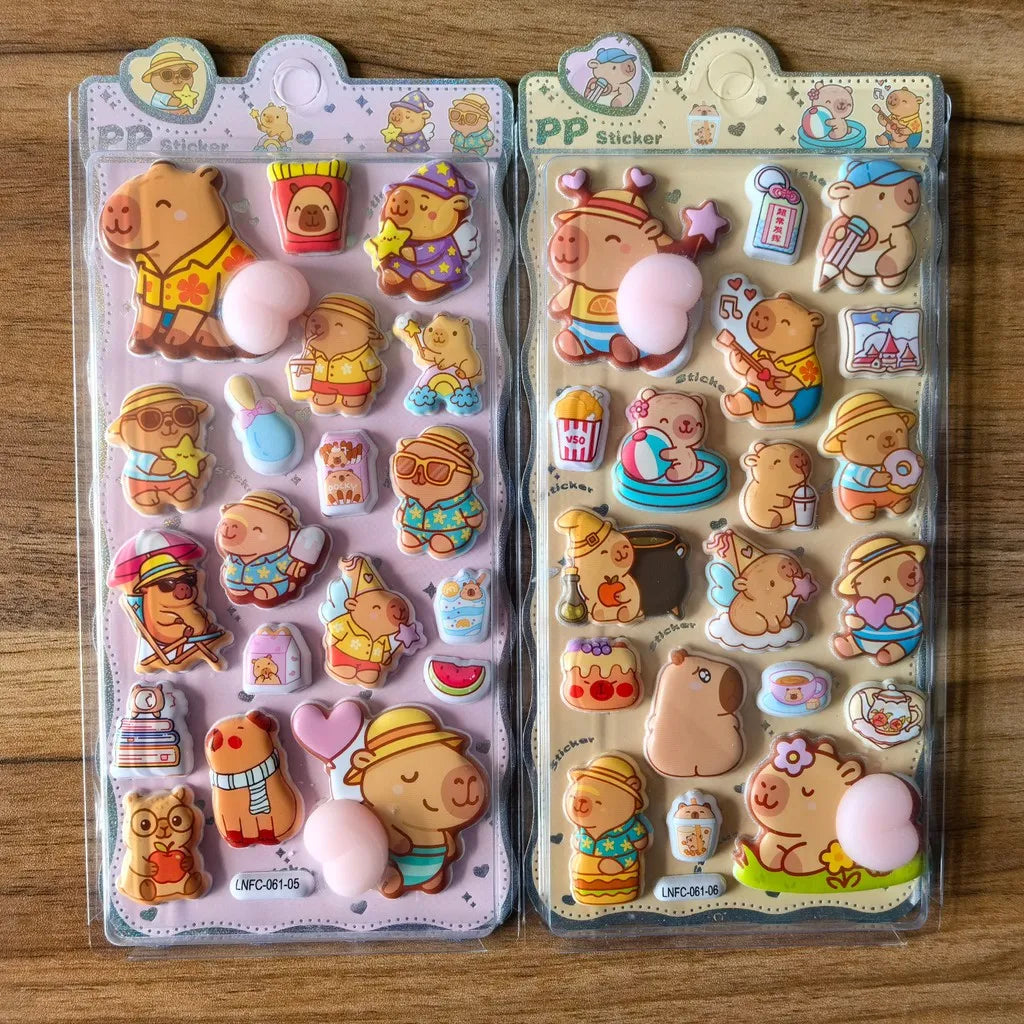 Capybara Themed PP Sticker Set (2 Pcs) - Fun Embellishments for Planners & Handcrafts RecordingYourL