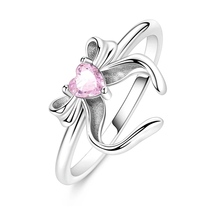 LAZA 925 Sterling Silver Colorful Rings Sparking Zirconium Bowknot Moon Sun Original alternate view