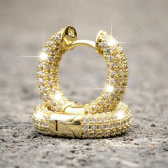 Shiny White Zircon Hoop Earrings | Simple Daily Wear for Women and Men detail view