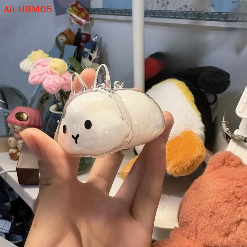 (HB05)Cartoon Pet Hair Memorial Transparent Storage Box Keyring Animal Rabbit Fur Org lifestyle view