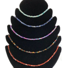 Natural Stone Bead Adjustable Necklace | Agate Opal Tigers Eye Quartz Crystal Jewelry