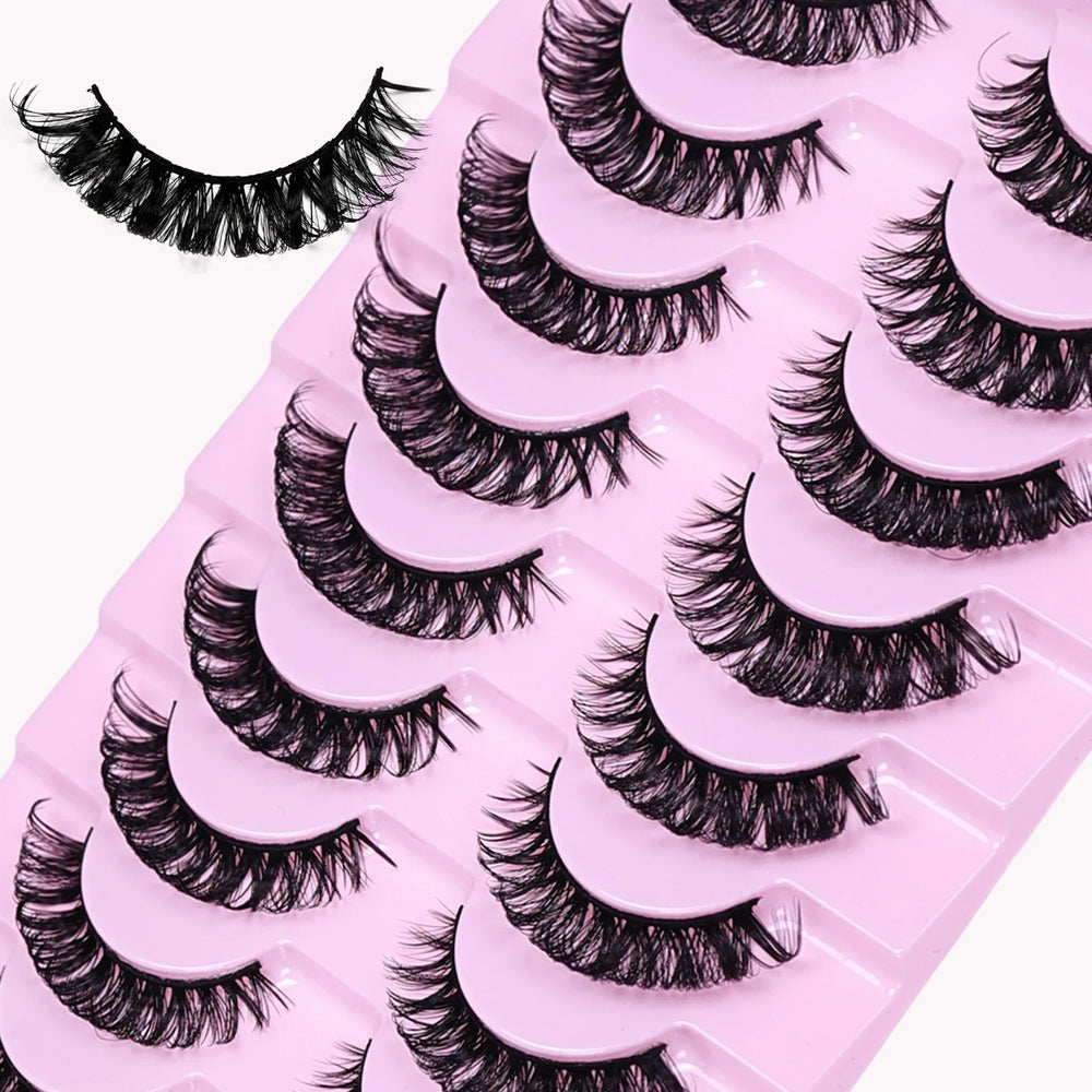 10 Pairs D Curl Russian Strip Lashes | Fluffy Volume False Eyelashes for a Dramatic Cat detail view