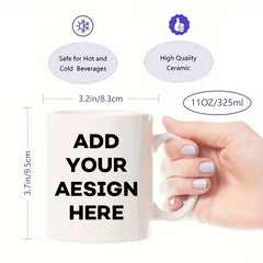 Personalized 11oz Custom Mug | Custom Name and Photo Coffee Cup close-up view