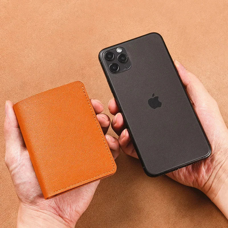 Compact Leather Card Wallet for Men and Women | Minimalist Everyday Carry detail view