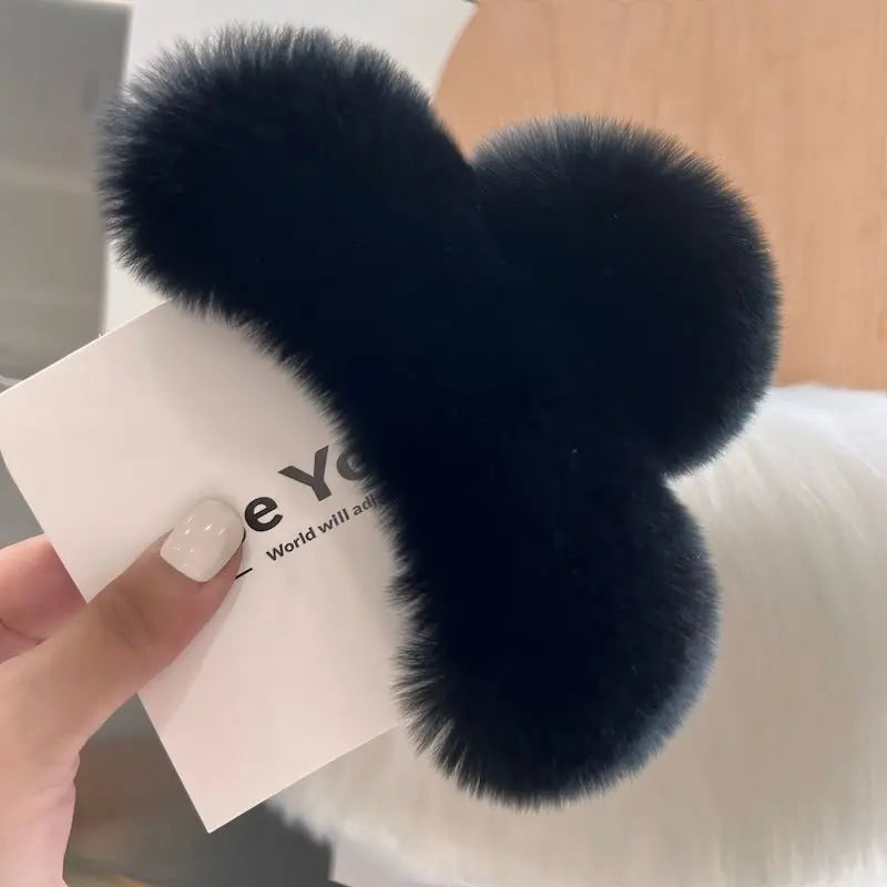Plush Hair Clip, Cotton, 2 Pcs