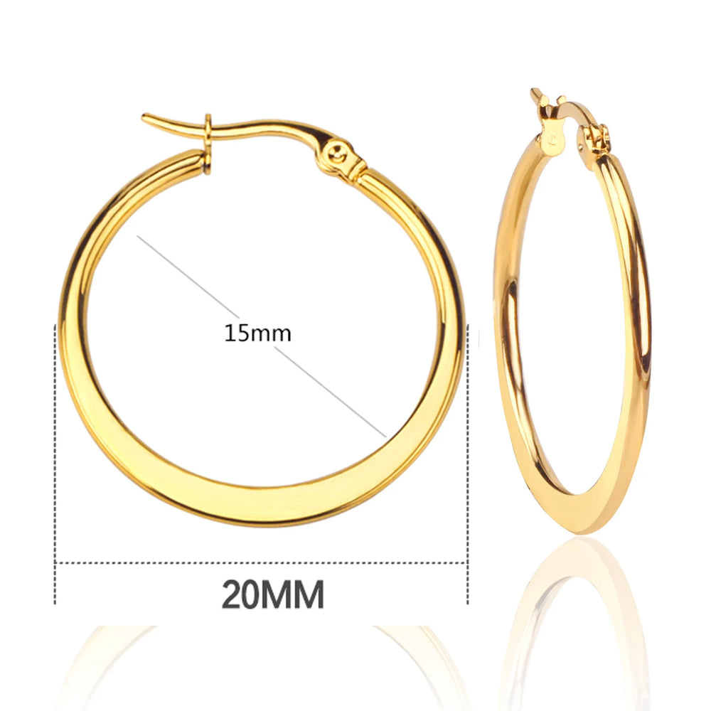 LUXUSTEEL Stainless Steel Hoop Earrings | Simple Geometric Shapes for Women detail view