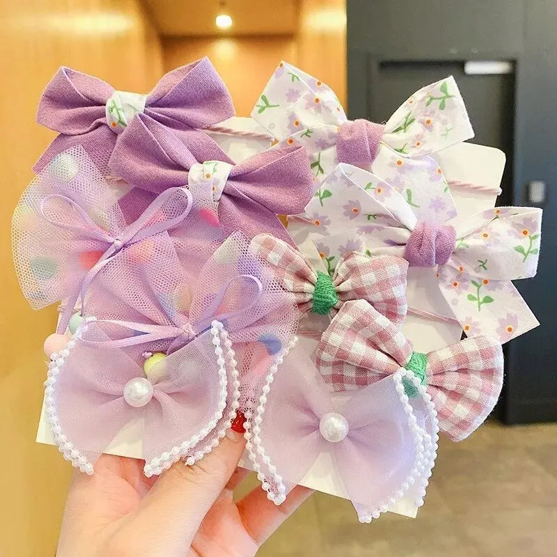 10pcs Hair Accessories Girls Scrunchies Aesthetic Lacos De Cabelo Infantil Bands Kids Ba detail view