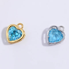 S925 Sterling Silver Heart Blue Crystal Charm DIY Handmade Bracelet Necklace Accessor alternate view