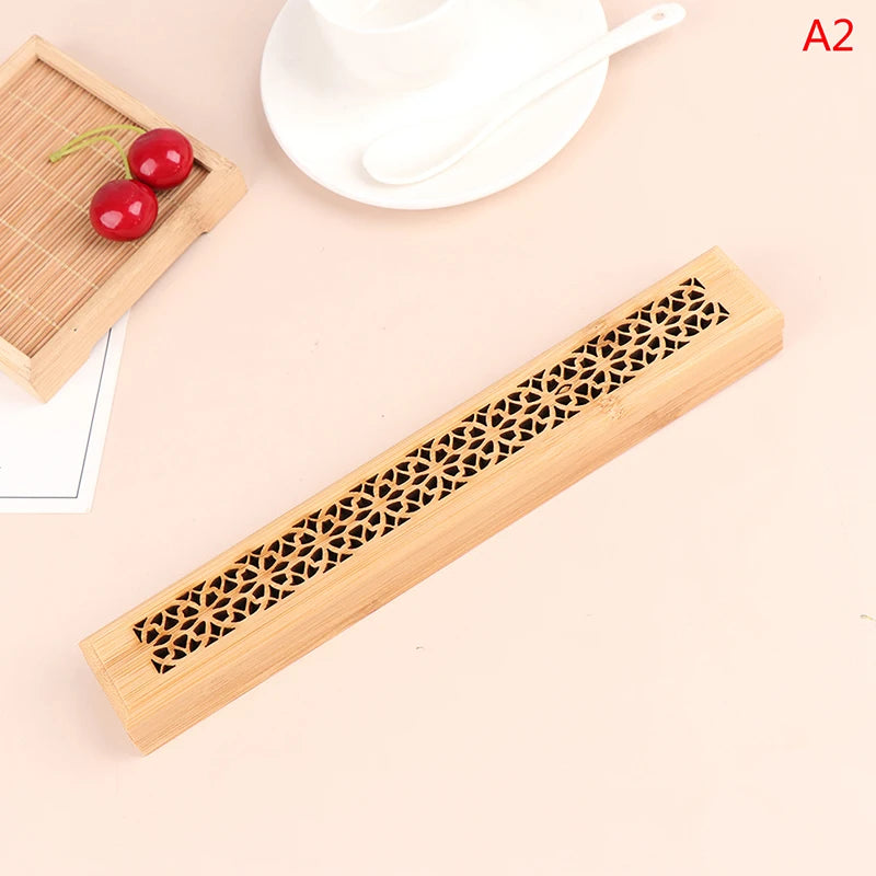 Natural Bamboo Incense Burner Holder with Storage Box | Aromatherapy Incense Tool additional angle
