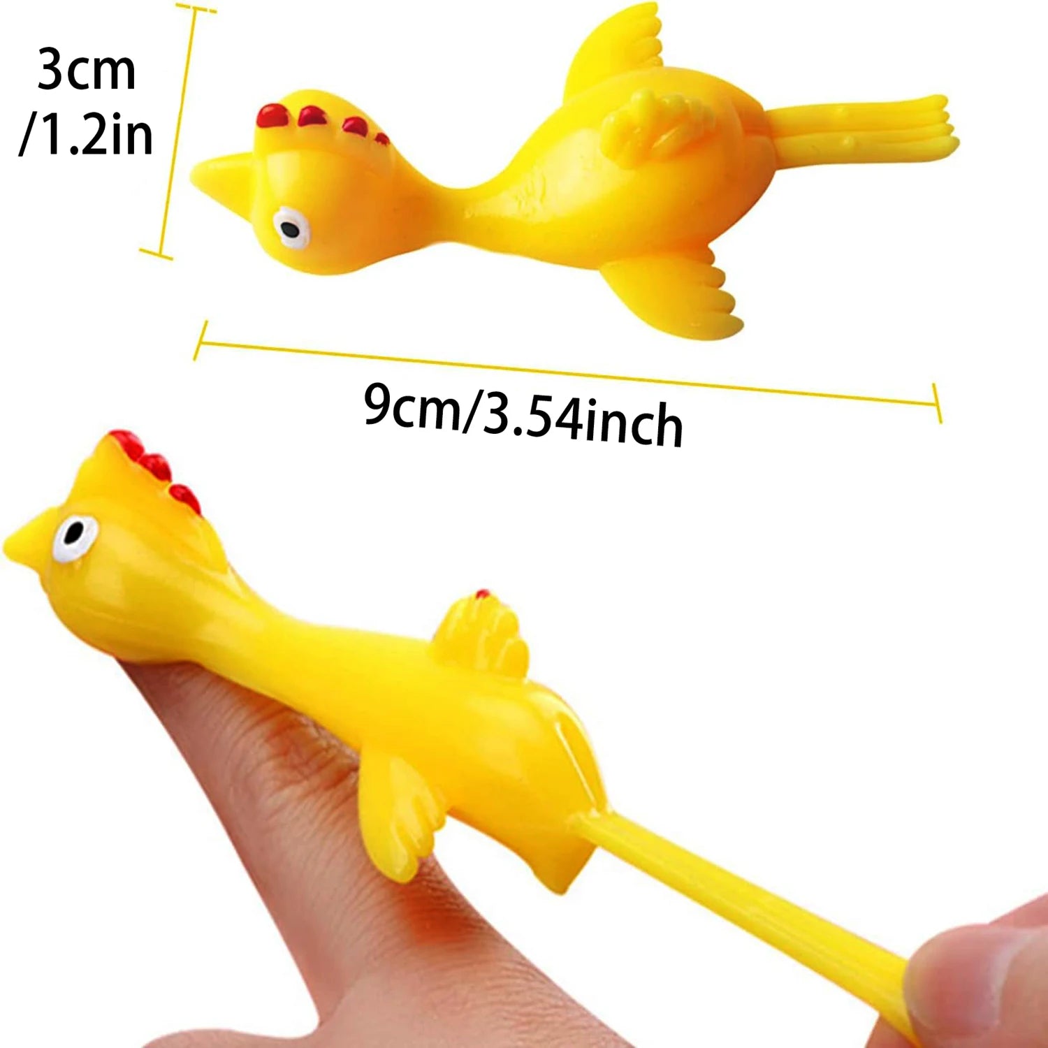 6-12pcs Novelty Catapulted Ejection Chicken Toy Light Rubber Finger Prank Flying To additional angle