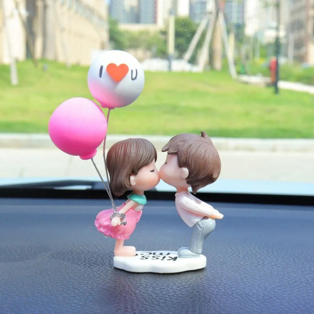 Cute Cartoon Couples Car Dashboard Ornaments close-up view