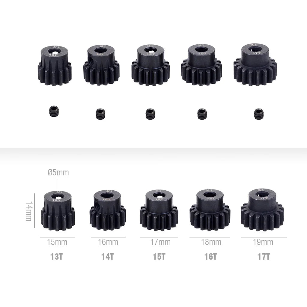 M1 5mm 11T 12T 14T 15T 17T 18T 20T 21T 22T 24T 25T 26T 28T 30T Steel Metal Pinion Mot lifestyle view