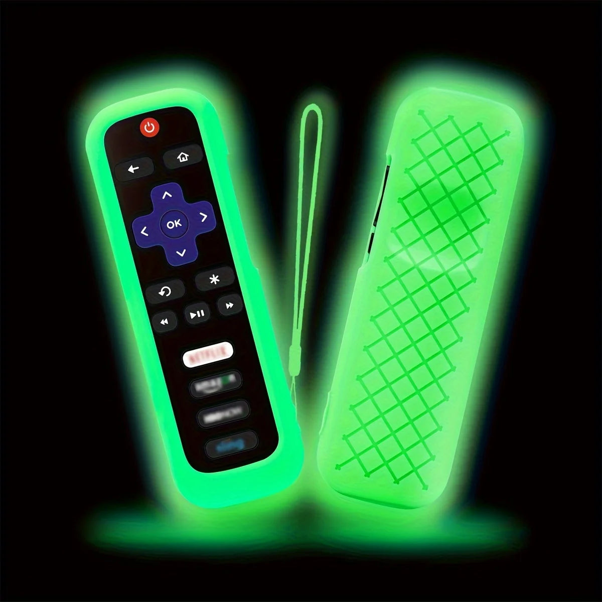Luminous Silicone Remote Cover With Rope for TCL Hisense Roku TV