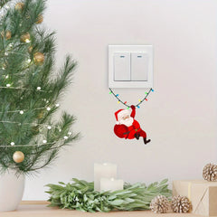 1-Pack Christmas Wall Switch Stickers | Santa Claus Cartoon Self-Adhesive Decals for Holiday Decor