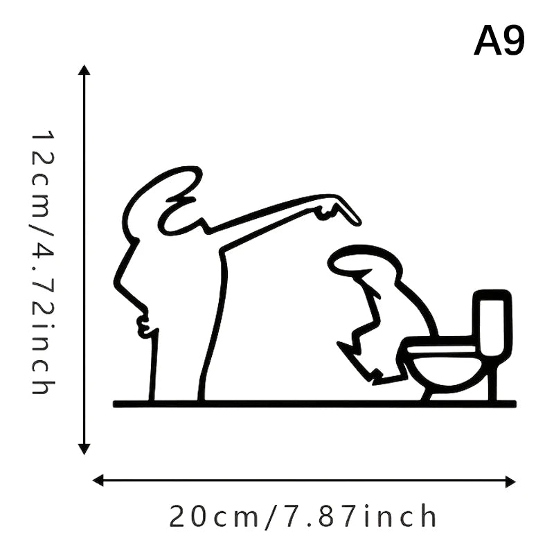 La Linea Minimalist Line Art Sticker Set | Cartoon Character Door Sign for Home Decor close-up view