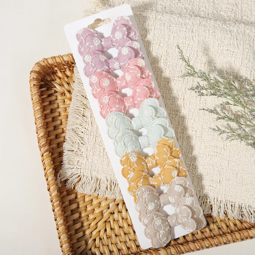 10PCS/Set New Fabric BB Hair Clip Children's Girls' Teenagers' Side Bangs Clip Girls' Party Daily Decoration Hair Accessories