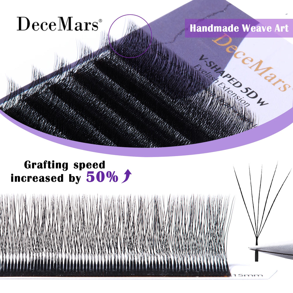 DeceMars V-shaped 5D Eyelash Extensions | Matte Black 12 Rows Tray additional angle