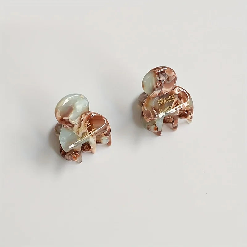 2pcs/set Mini Acetate Hair Claw Side Pins Small Size Shark Clip Sweet Cute Elegant additional angle