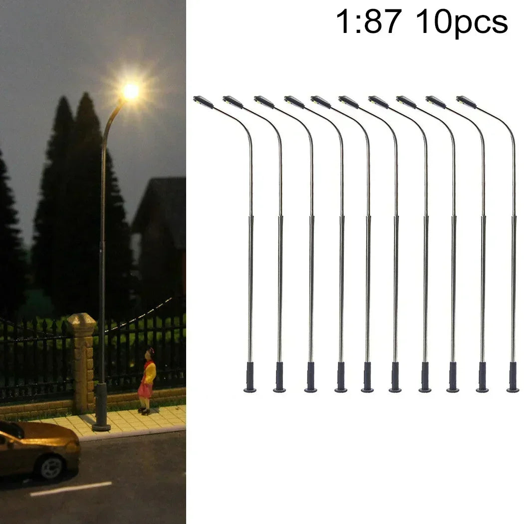 HO Scale Street Lamp Post Warm White 1:87 Model Railway Lighting | 10 Pack Diorama additional angle