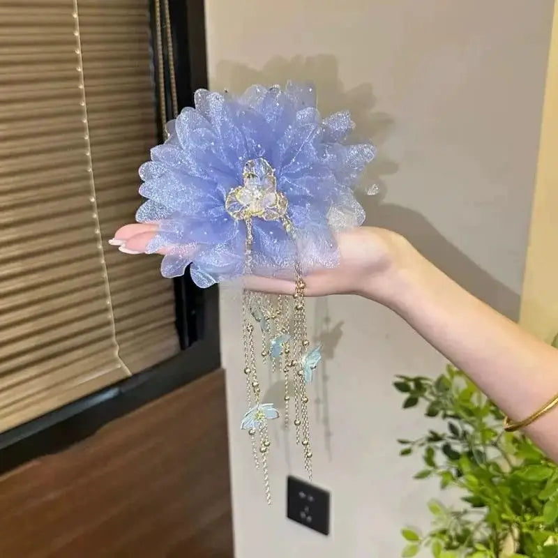 Fashion Flower Tassel Hair Clip For Women Girls Shark Ponytail Clip Headdress Temperament Headwear Hair Accessories Gifts