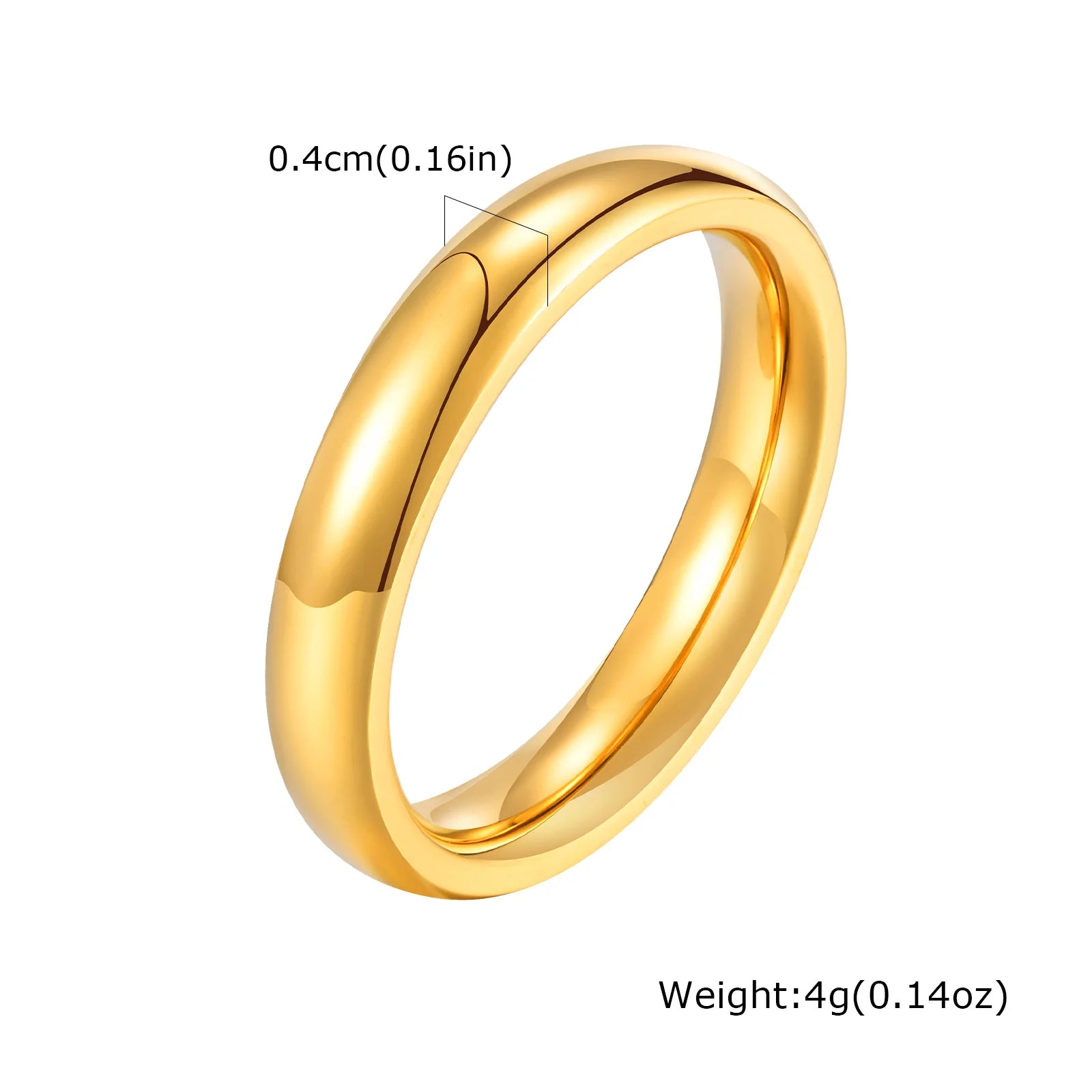 Gold Plated Stainless Steel Wedding Band | Unisex Engagement Ring US Sizes 4-15 additional angle