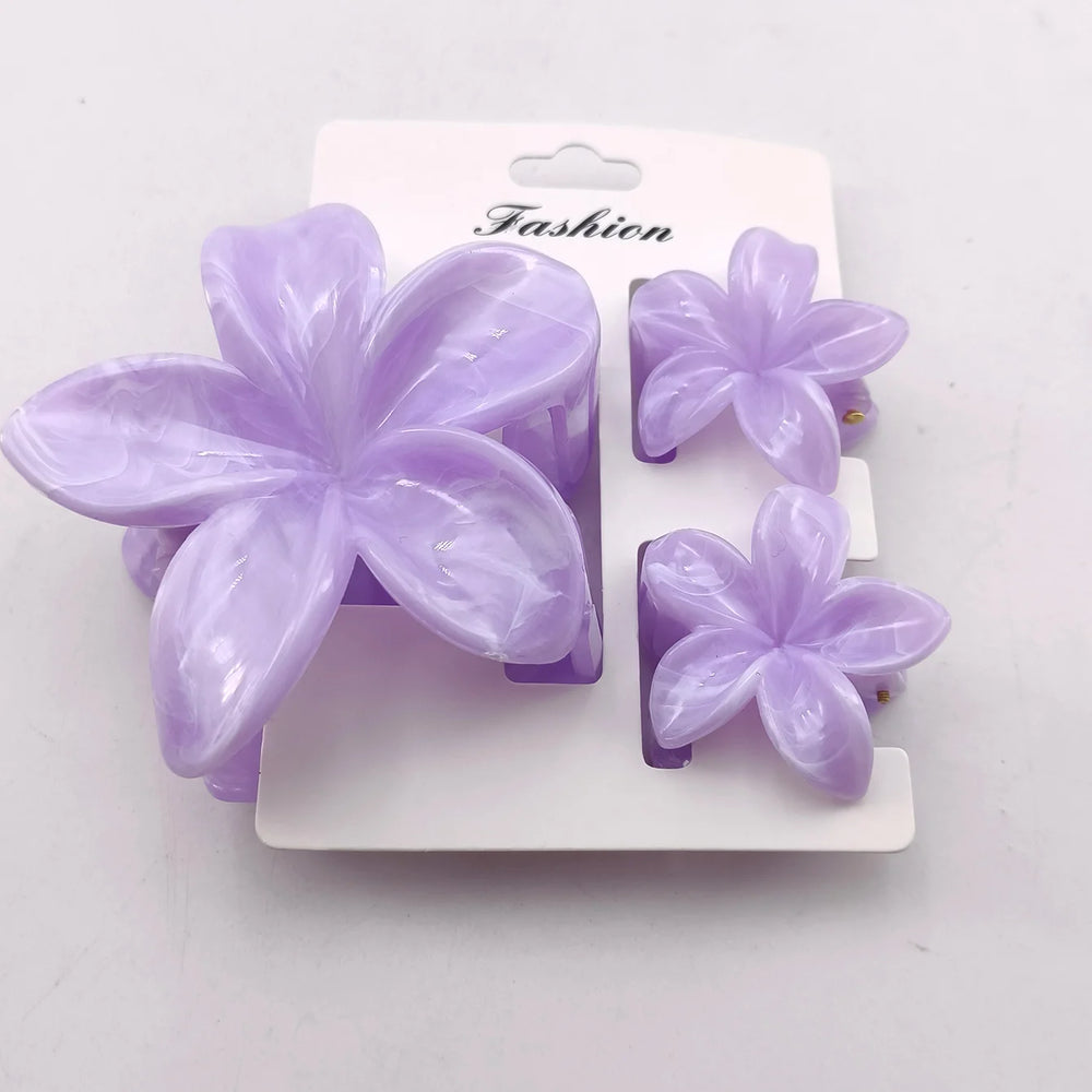 3/6/9/12PCS Hawaiian Gradient Flower Hair Claw Clip For Women Girl Fashion Plastic No lifestyle view
