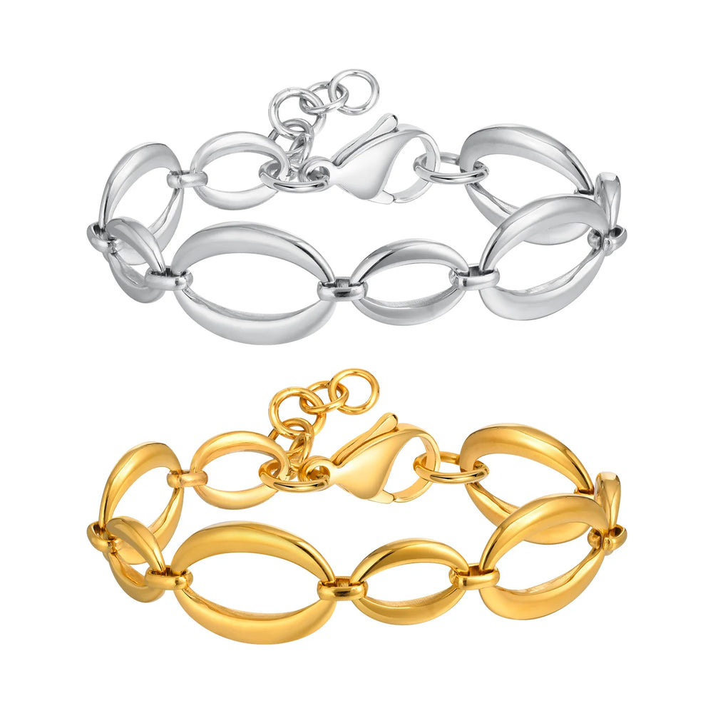 Elliptical Chain Bracelet for Women | Handmade Stainless Steel Jewelry alternate view