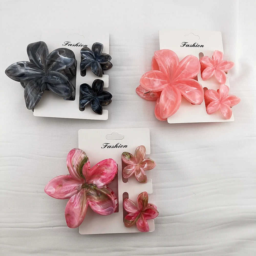 3/6/9/12PCS Hawaiian Gradient Flower Hair Claw Clip For Women Girl Fashion Plastic Non S detail view