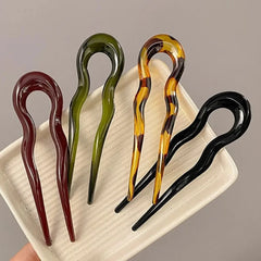 U-Shaped Hair Fork Fashion Tortoiseshell Acetate Hairpin Geometric Design Headwear Hair Sticks Women