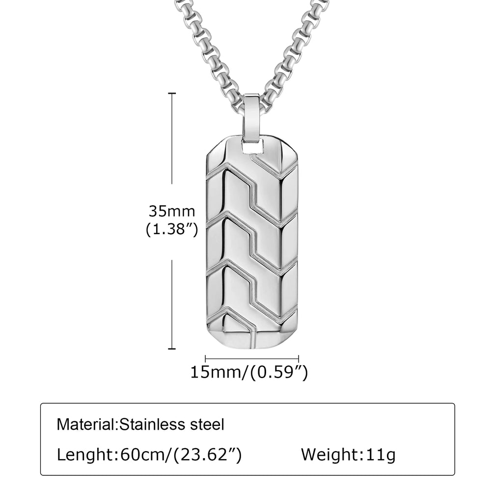 Men's Silver Color Geometric Pendant Necklace, Non Fading Stainless Steel Compass Neckla detail view