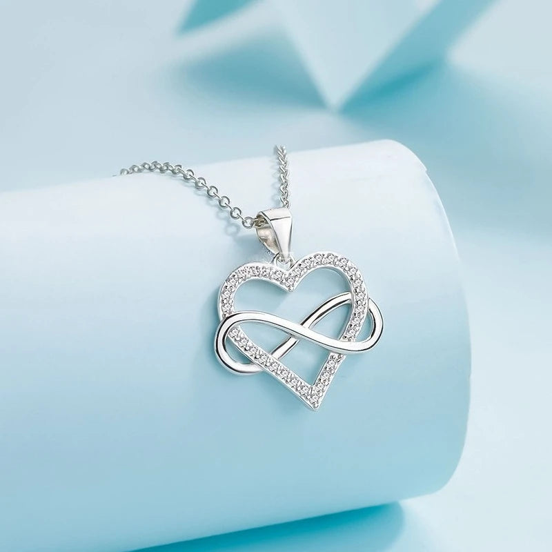 925 Sterling Silver Zircon Fashion Korean Women Elegant Round Pendant Necklace Birthd lifestyle view