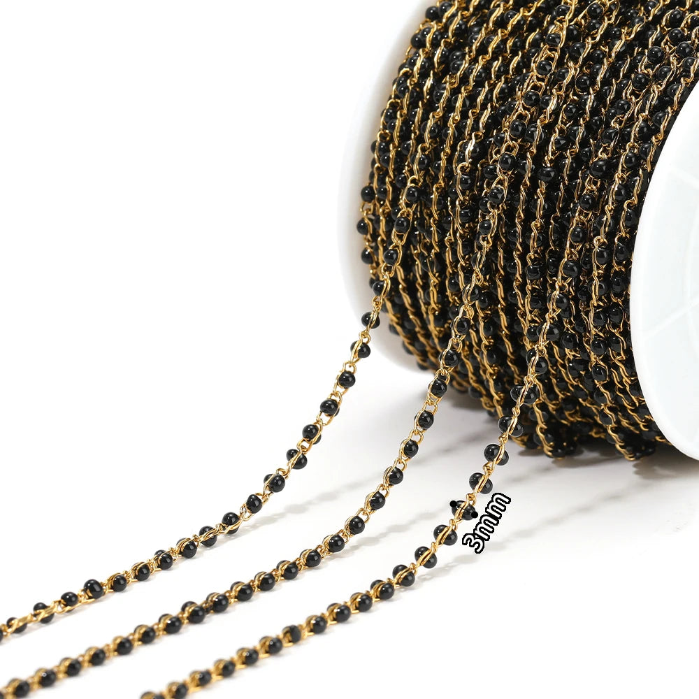 1 Meter Stainless Steel Enamel Beads Chain | DIY Jewelry Making Supplies additional angle