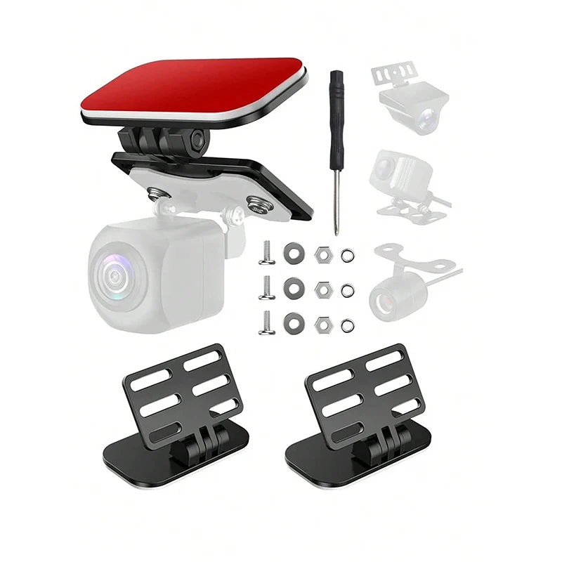 Universal Rear Camera Mount: ABS Windshield Bracket, No-Drill Peel & Stick, Adjustable close-up view