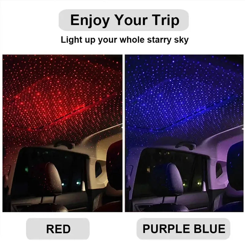 LED Car Roof Star Night Light Projector | USB Galaxy Atmosphere Lamp for Auto close-up view
