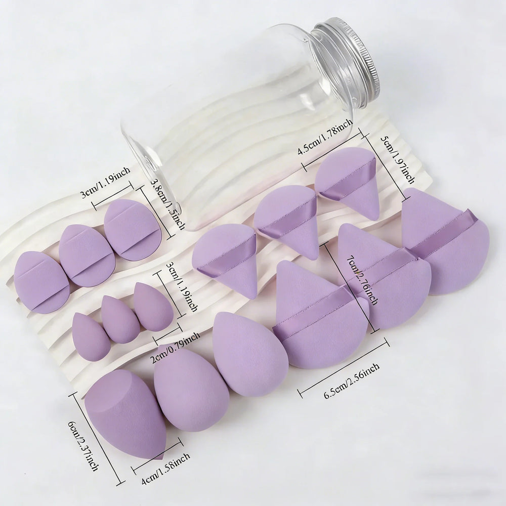 12pcs/15pcs Makeup Sponge Set | Super Soft Foundation Blender & Powder Puffs close-up view
