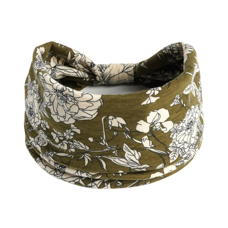 Bohemian Style Elastic Hair Bands Yoga Headband Women Headwear Print Vintage Cross additional angle