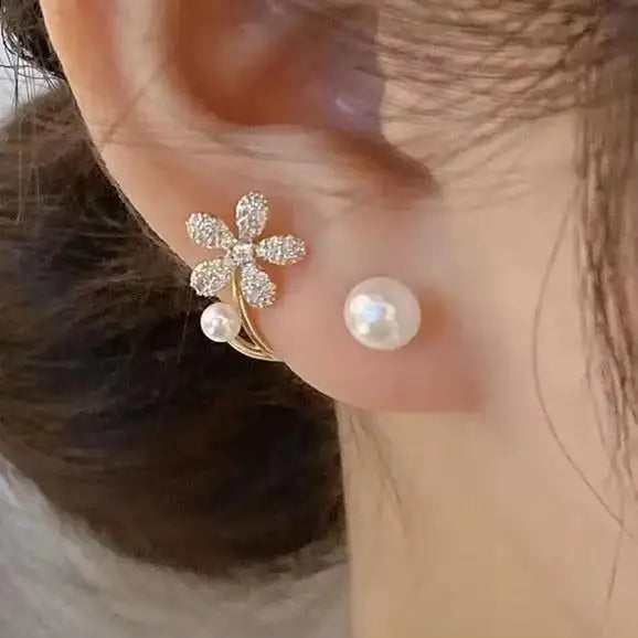 Korean Fashion Seven Star Zircon Earrings | Luxury Crystal Stars Stud Earrings close-up view