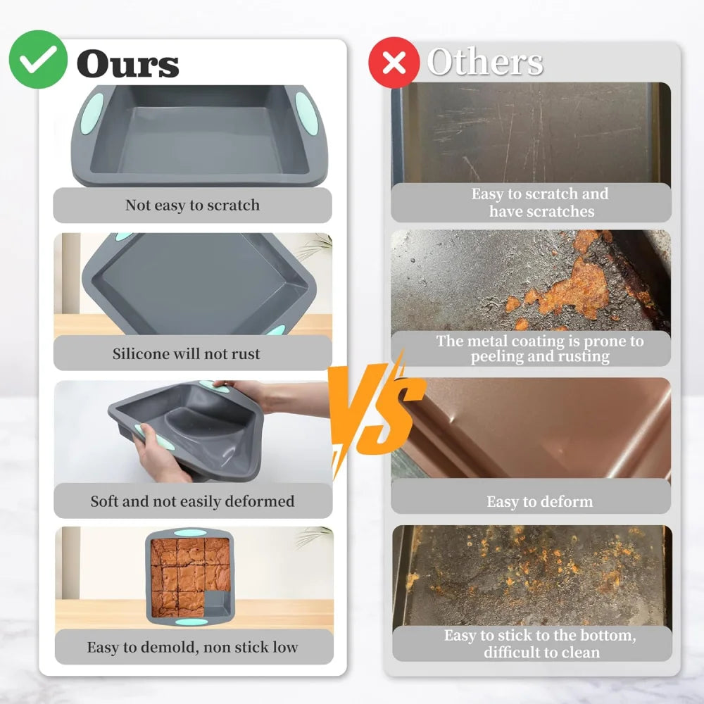 Silicone Round Cake Tray | Non Stick Baking Tray Set with Metal Reinforced Frame detail view
